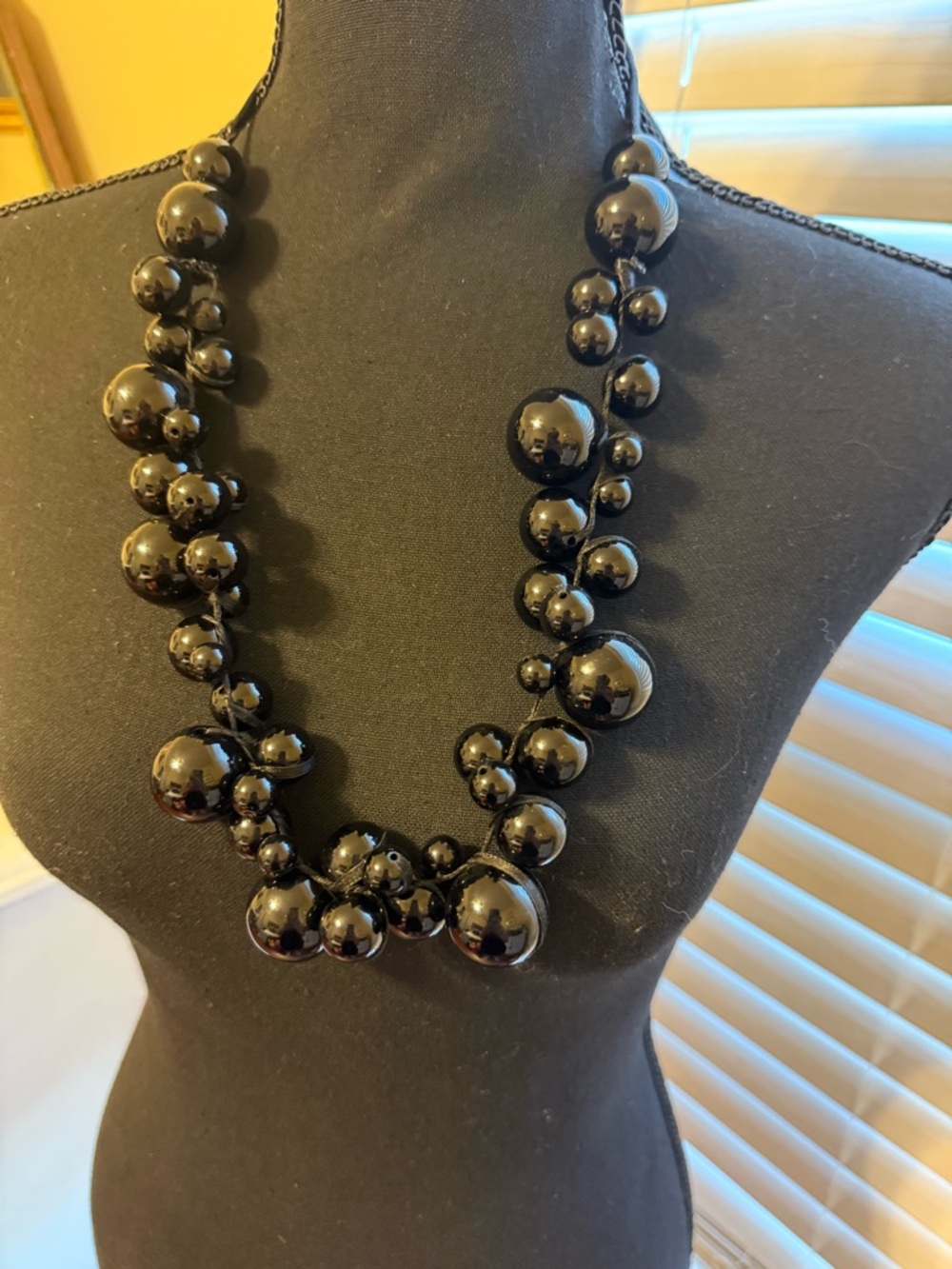 Black Beaded Statement Necklace - Women Jewelry